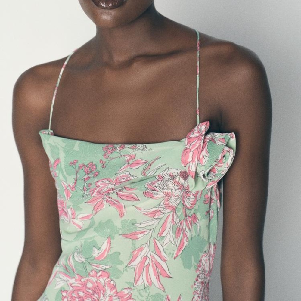Zara Floral Print Slip Dress S - Picture 4 of 9